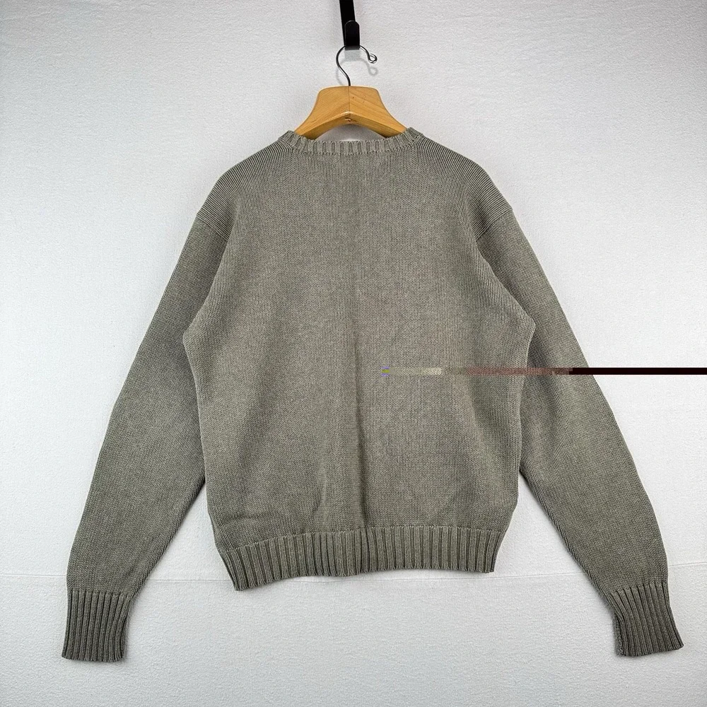 90s Vintage Polo Ralph Lauren Men's M Olive Marled Knit Sweater 100% Cotton - Picture 7 of 14